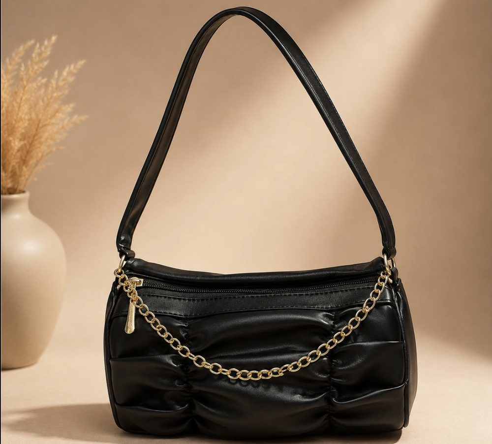 Black Rounded Shoulder Bag
