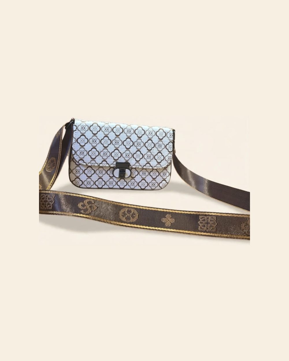 Miravelle White Brown Crossbody Bag